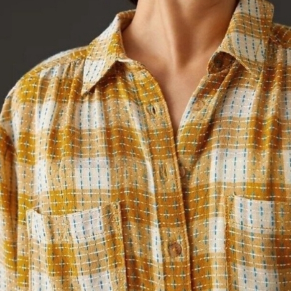 Anthropologie Pilcro yellow plaid button down - Picture 6 of 11